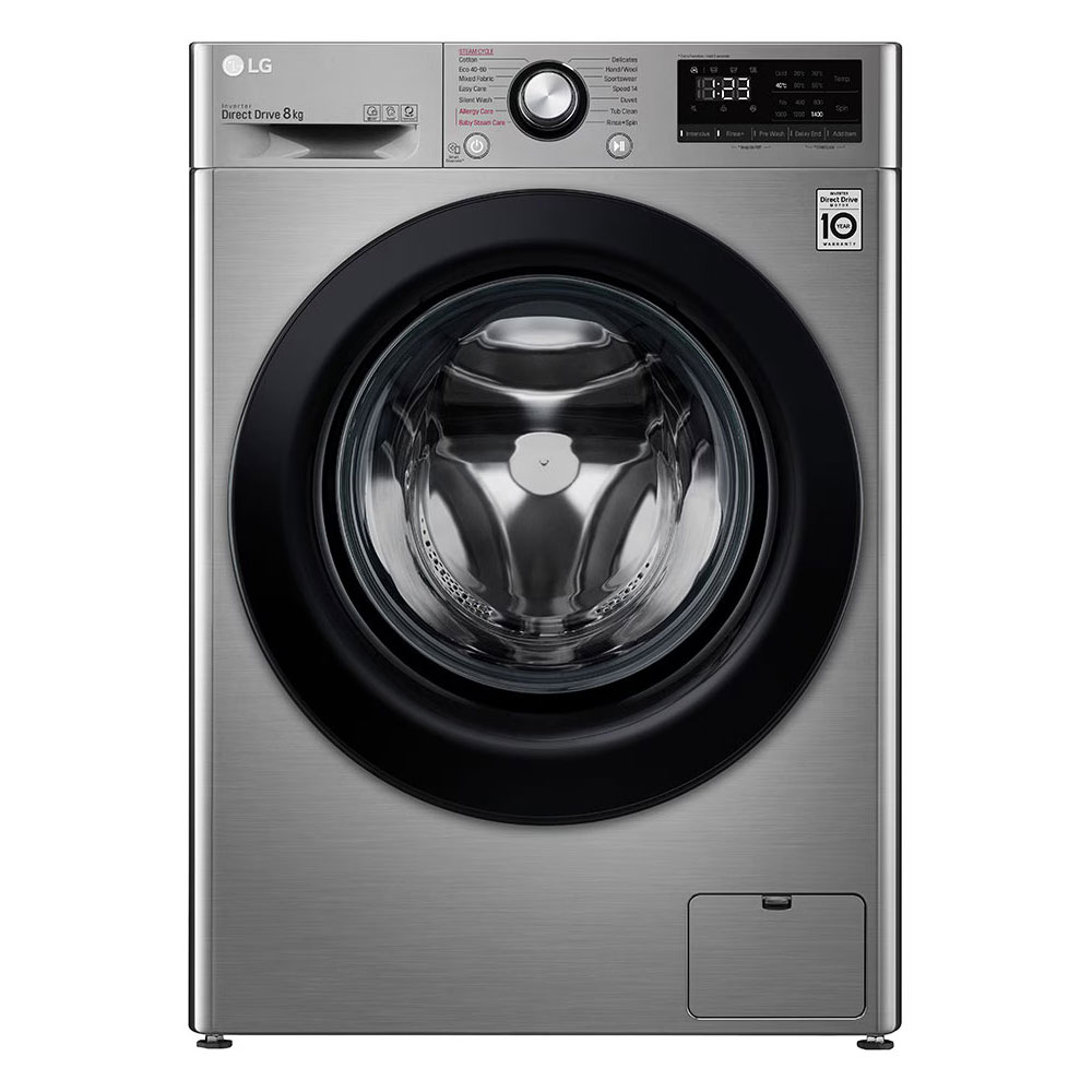 LG WASHING MACHINE STEAM 8KG SILVER