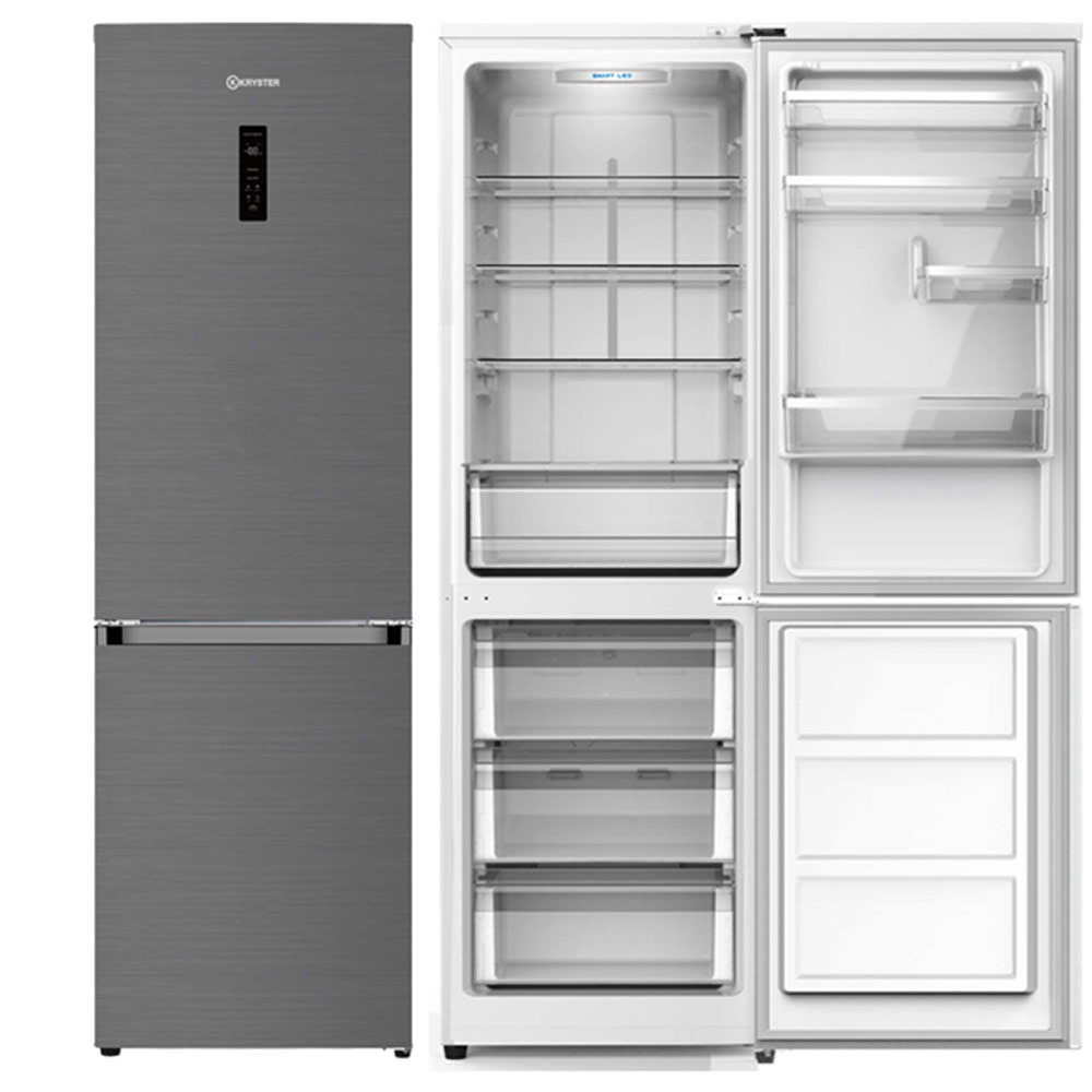 KRYSTER REFRIGERATOR COMBI 320L 185 x 60CM SILVER