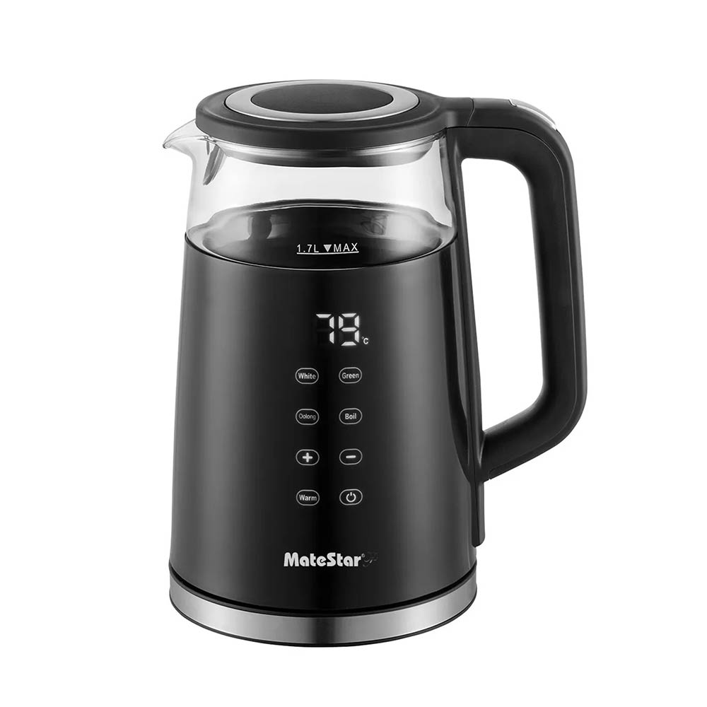 MATESTAR ELECTRIC KETTLE PLATINUM BLACK GLASS